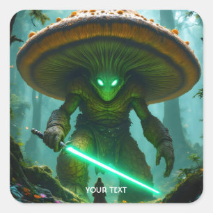 Fantasy Niedlich Mushroom Säbelwald Quadratischer Aufkleber