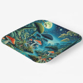 Fantasy Niedlich Mushrooms Forest Moon Pappteller (Gewinkelt)