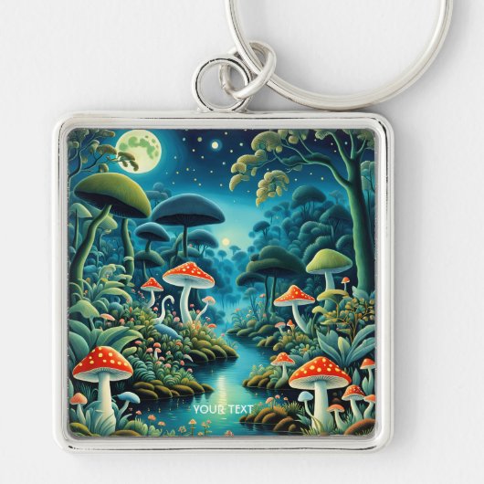 Fantasy Niedlich Mushrooms Forest Moon Schlüsselanhänger (Vorne)