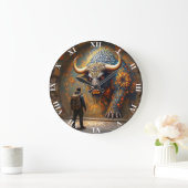 Fantasy Niedlich Mythical Bull Mosaik Große Wanduhr (Zuhause)