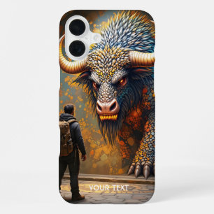 Fantasy Niedlich Mythical Bull Mosaik iPhone 16 Plus Hülle