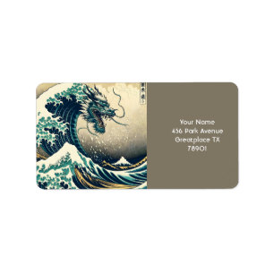Fantasy Niedlich Mythischer japanischer Drache Adressaufkleber