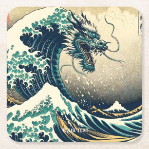 Fantasy Niedlich Mythischer japanischer Drache Rechteckiger Pappuntersetzer