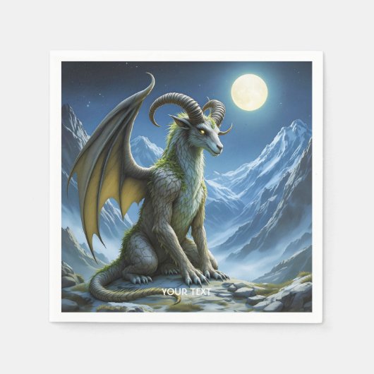 Fantasy Niedlich Mythischer Ram Dragon Serviette (Vorderseite)