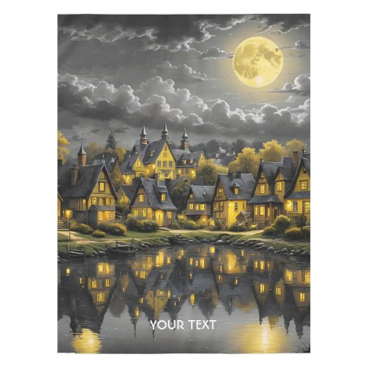 Fantasy Niedlich Night Lake Moon Tischdecke (Vorderseite)