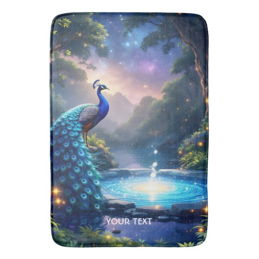 Fantasy Niedlich Night Puddle Peacock Badematte (Vorderseite Vertikal)