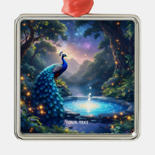Fantasy Niedlich Night Puddle Peacock Ornament Aus Metall