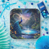 Fantasy Niedlich Night Puddle Peacock Pappteller (Party)