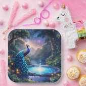 Fantasy Niedlich Night Puddle Peacock Pappteller (Party)