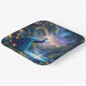 Fantasy Niedlich Night Puddle Peacock Pappteller (Gewinkelt)