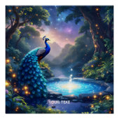 Fantasy Niedlich Night Puddle Peacock Poster (Vorderseite)