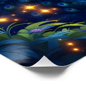 Fantasy Niedlich Night Puddle Peacock Poster (Ecke)