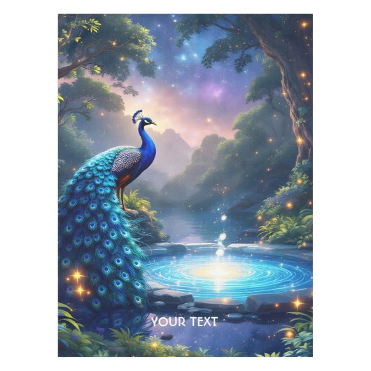 Fantasy Niedlich Night Puddle Peacock Tischdecke (Vorderseite)