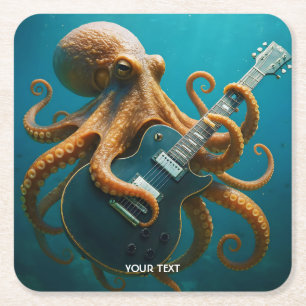 Fantasy Niedlich Octopus Gitarre spielen Rechteckiger Pappuntersetzer
