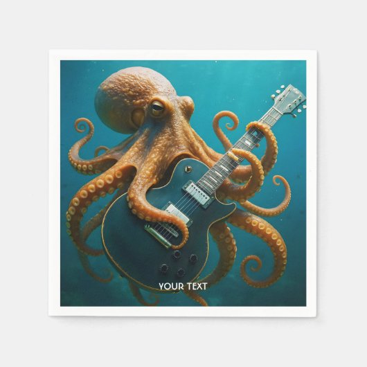 Fantasy Niedlich Octopus Gitarre spielen Serviette (Vorderseite)