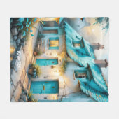 Fantasy Niedlich Old Blue House Fleecedecke (Vorderseite (Horizontal))