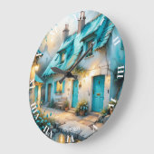 Fantasy Niedlich Old Blue House Große Wanduhr (Winkel)