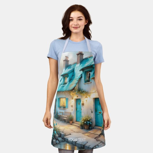 Fantasy Niedlich Old Blue House Schürze (Getragen)