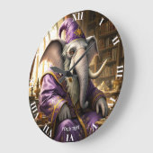Fantasy Niedlich Old Elephant Wizard Große Wanduhr (Winkel)