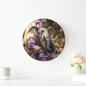 Fantasy Niedlich Old Elephant Wizard Große Wanduhr (Zuhause)