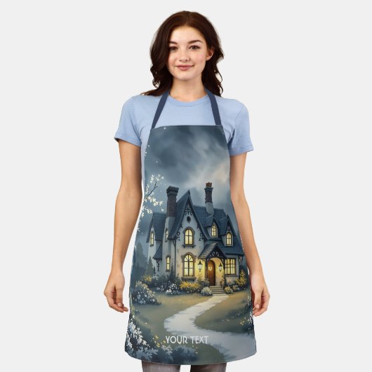 Fantasy Niedlich Old House Night Schürze (Getragen)