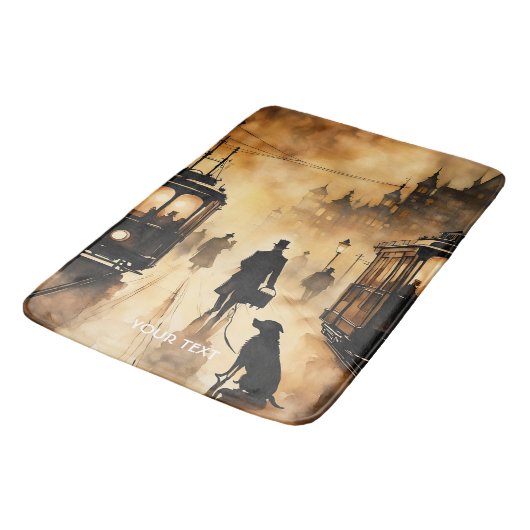 Fantasy Niedlich Old London Abend Badematte (Schrägansicht)