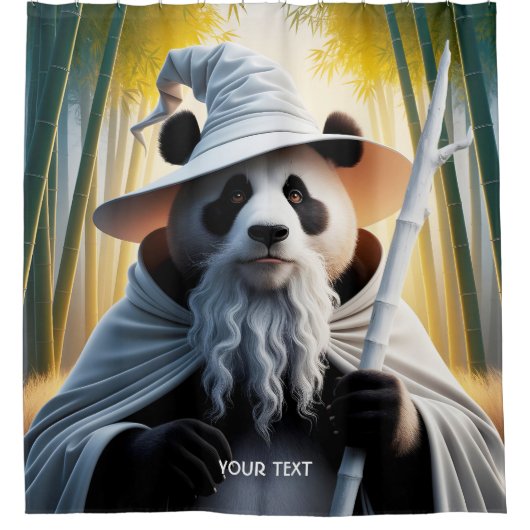 Fantasy Niedlich Old Panda Wizard Duschvorhang (Vorderseite)