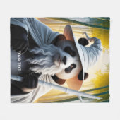Fantasy Niedlich Old Panda Wizard Fleecedecke (Vorderseite (Horizontal))