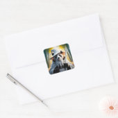 Fantasy Niedlich Old Panda Wizard Quadratischer Aufkleber (Umschlag)