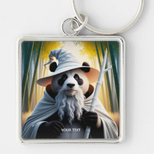 Fantasy Niedlich Old Panda Wizard Schlüsselanhänger