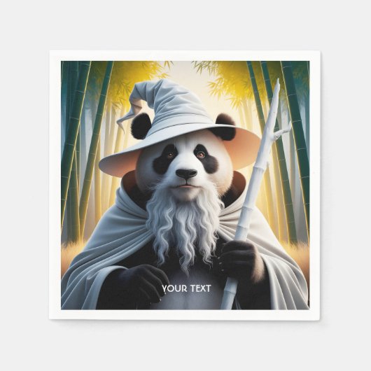 Fantasy Niedlich Old Panda Wizard Serviette (Vorderseite)