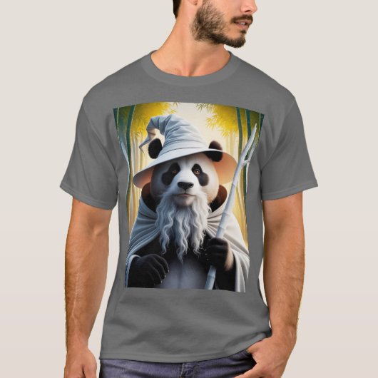Fantasy Niedlich Old Panda Wizard T-Shirt (Vorderseite)