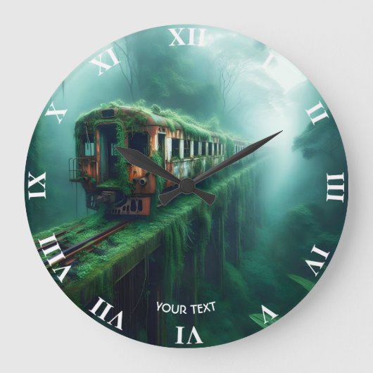 Fantasy Niedlich Old Past Train Große Wanduhr (Vorderseite)