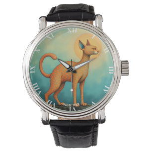 Fantasy Niedlich Orange Abstrakt Chat Armbanduhr