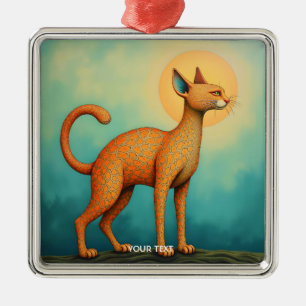 Fantasy Niedlich Orange Abstrakt Chat Ornament Aus Metall