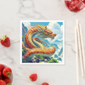 Fantasy Niedlich Orange Dragon Mountains Serviette (Beispiel)