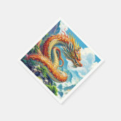 Fantasy Niedlich Orange Dragon Mountains Serviette (Ecke)