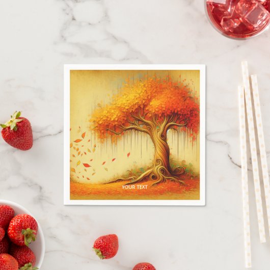 Fantasy Niedlich Orange Fall Tree Serviette (Beispiel)