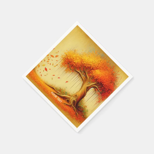 Fantasy Niedlich Orange Fall Tree Serviette (Ecke)