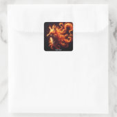 Fantasy Niedlich Orange Fox Fire Quadratischer Aufkleber (Tasche)