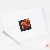 Fantasy Niedlich Orange Fox Fire Quadratischer Aufkleber (Umschlag)