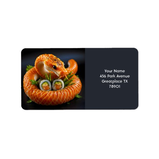 Fantasy Niedlich Orange Snake Sushi Adressaufkleber (Vorne)
