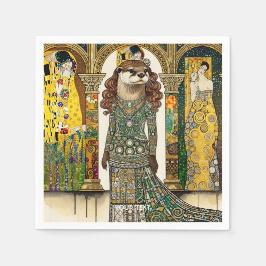 Fantasy Niedlich Otter Art Deco Serviette (Vorderseite)