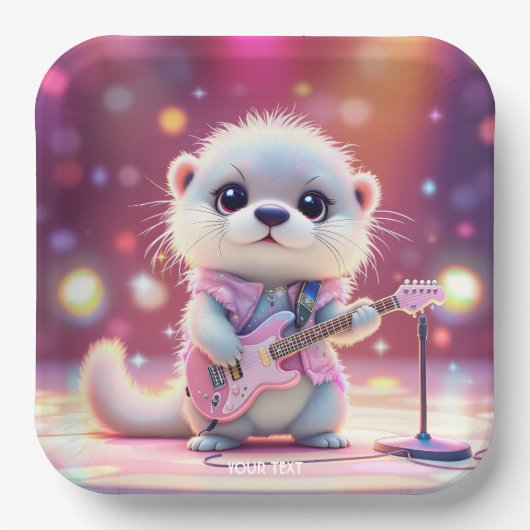 Fantasy Niedlich Otter Pop Star Pappteller (Vorderseite)