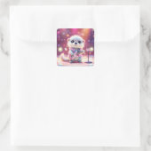 Fantasy Niedlich Otter Pop Star Quadratischer Aufkleber (Tasche)