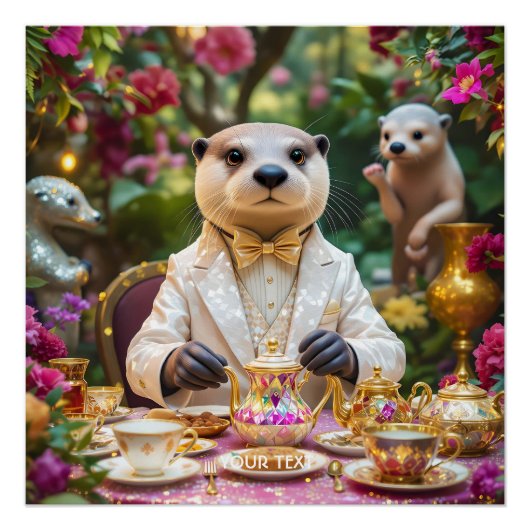 Fantasy Niedlich Otter Tee Party Poster (Vorderseite)