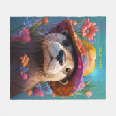Fantasy Niedlich Otter Vivid Blume Fleecedecke (Vorderseite (Horizontal))