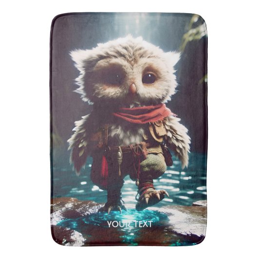 Fantasy Niedlich Owl Adventurer Wasser Badematte (Vorderseite Vertikal)
