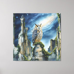 Fantasy Niedlich Owl Alte Ruinen Leinwanddruck