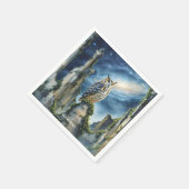 Fantasy Niedlich Owl Alte Ruinen Serviette (Ecke)